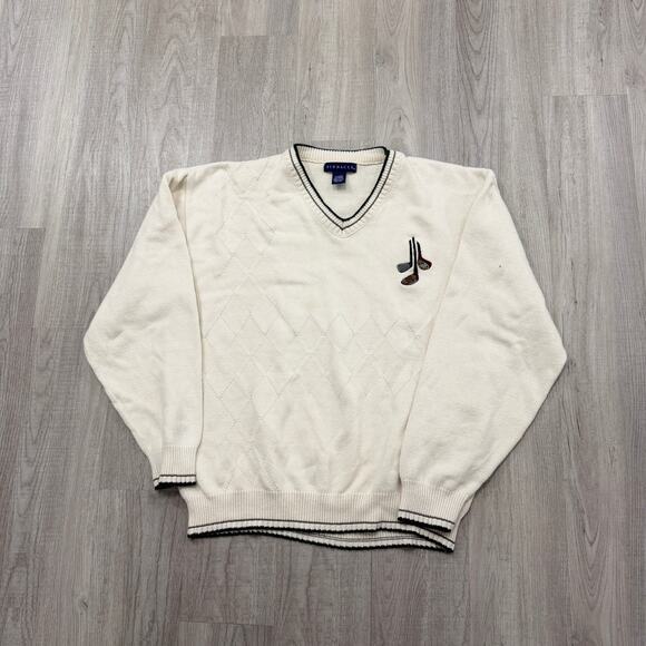 Vintage Pinnacle Golf Sweater Men's Extra Large XL Cream 90s Golfing USA Made - Picture 1 of 8